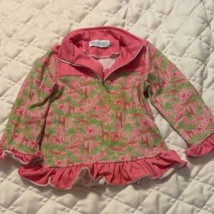 2t Pink and Green Ruffled lilly Pulitzer inspired Pullover
